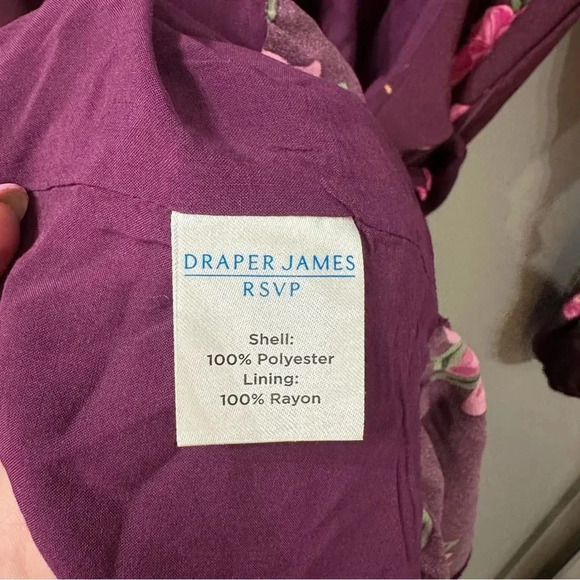 Draper James RSVP Plum Multicolor Floral Ruffle Wrap Lined Dress Size XS - Picture 7 of 7